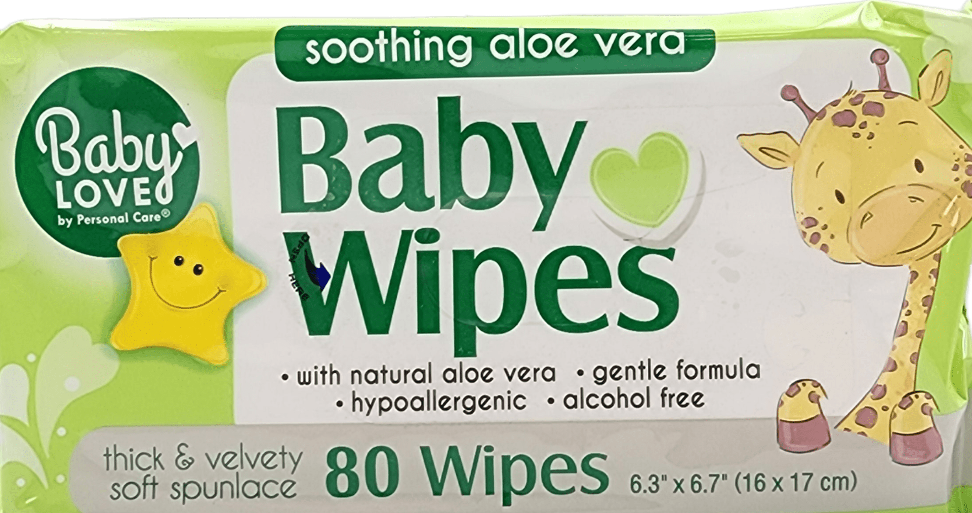 Baby Love Baby Wipes – Soothing Aloe Vera – 80 Ct