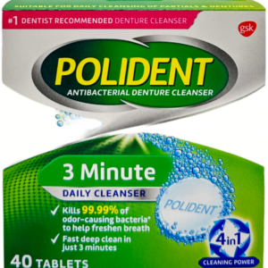 Polident 3 Minute Antibacterial  Denture Cleanser Tablets – 40 Ct